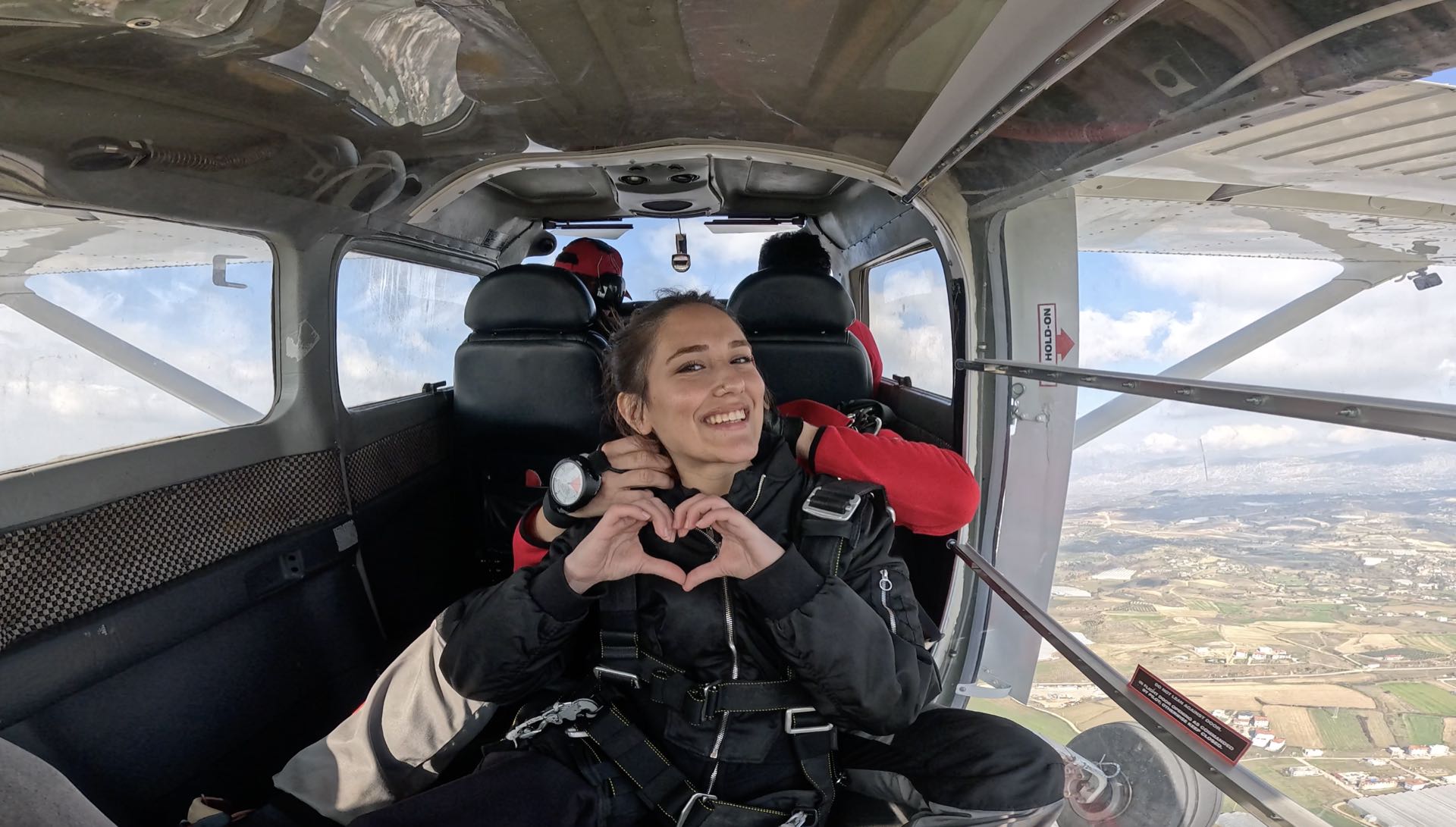 Tandem skydiving over Manavgat coastline